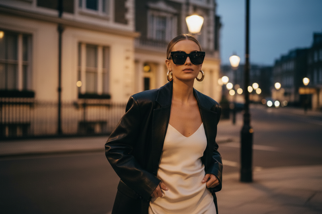 Die Kunst der Reduktion: Rosie Huntington-Whiteleys ultimative Off-Duty-Formel aus Luxus-Lederjacke & Statement-Sonnenbrille