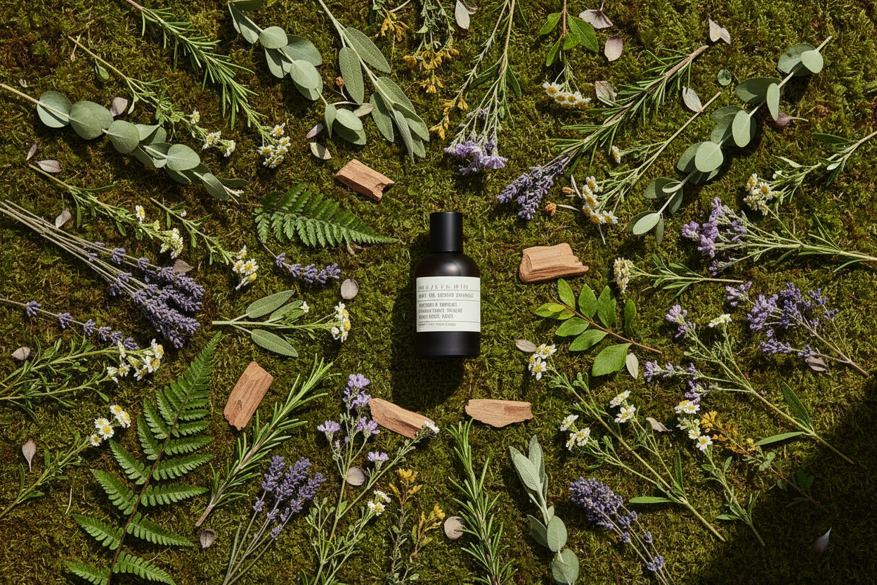 Le Labo Style - Forest Green, Mixed Botanicals, Overhead
